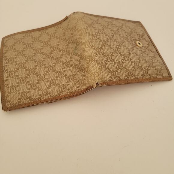 Celine Vintage Bifold Leather Beige Tan Wallet Medium Folding Card Bill Holder - Picture 10 of 11